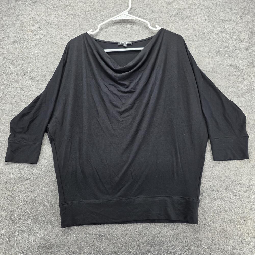 Eileen Fisher Blouse Womens PS Black Cowl Neck Jersey Dolman Sleeve Relaxed Fit